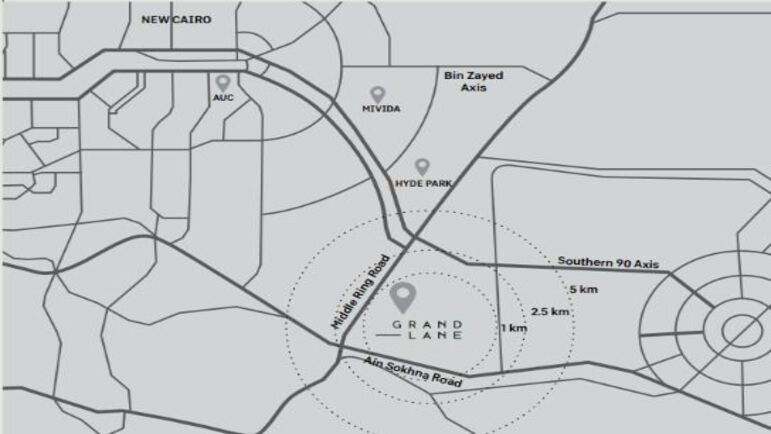 موقع كمبوند جراند لين التجمع السادس