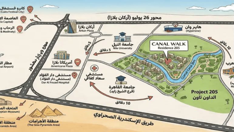 موقع مشروع كانال ووك ريزيدنس الشيخ زايد