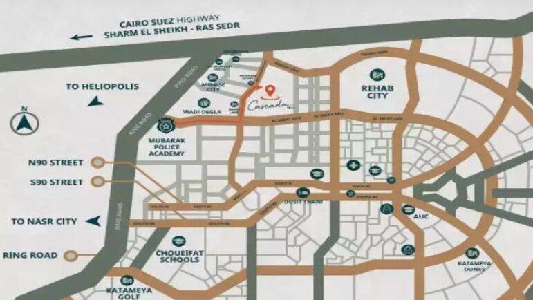 موقع مشروع كاسكادا بلازا القاهرة الجديدة 